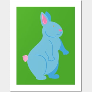 Happy Blue Bunny Posters and Art